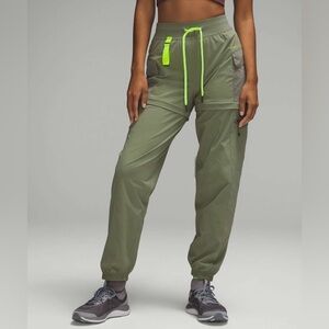 lululemon athletica Olive Green Track Pants with Neon Accents